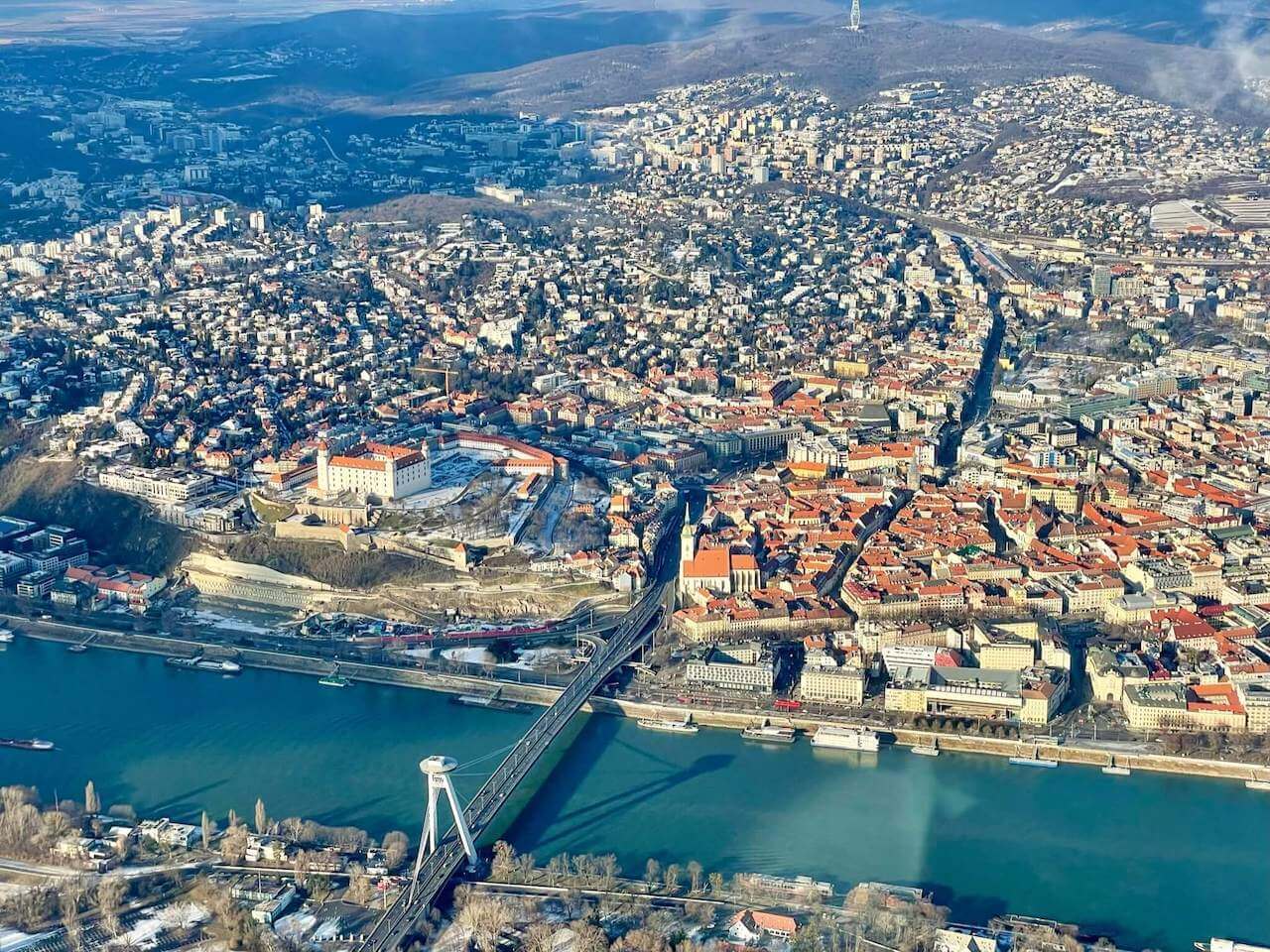 Bratislava vyhliadkový let Bratislavský hrad centrum